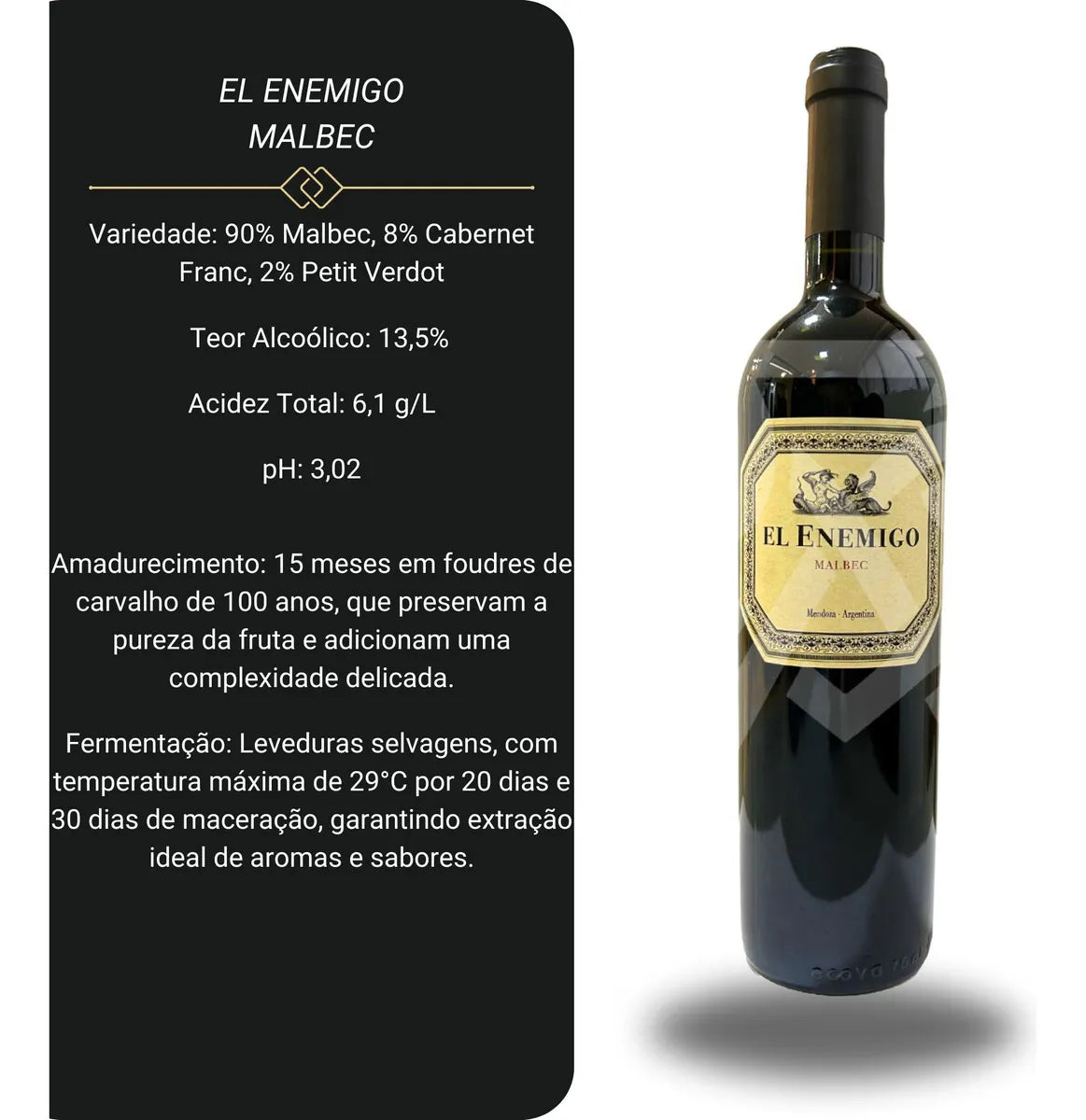 El Enemigo Vinho Tinto Malbec. kit 6 unidades